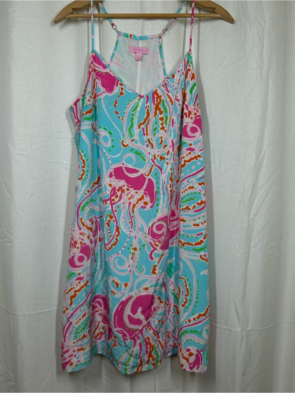 Lilly Pulitzer Cami Dress 100% Silk Jellies Be Jammin Sz Large Jellyfish
